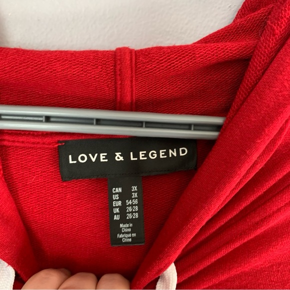 Love & Legend Red Hooded Tunic with Bell Sleeves Size 3X Alt - Picture 2 of 8